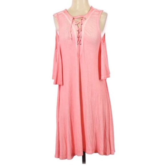 Umgee womens Dress Medium Bell Sleeves Lace Up Cold Shoulder Tunic - Picture 3 of 4